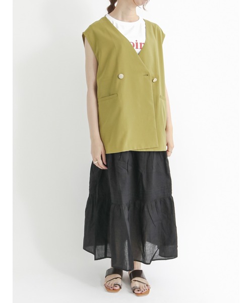 Te chichi TERRASSE（テチチテラス）の「発泡プリントノースリーブTシャツ（Tシャツ/カットソー・レディース・オフホワイト/チャコール/グレー・ﾌﾘ-）」の5枚目の写真