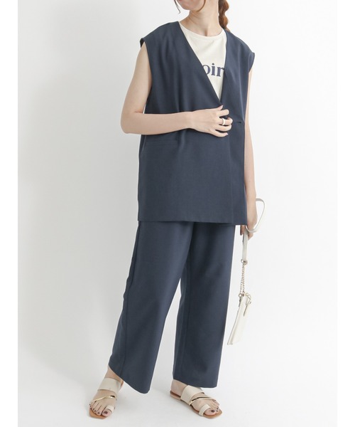 Te chichi TERRASSE（テチチテラス）の「発泡プリントノースリーブTシャツ（Tシャツ/カットソー・レディース・オフホワイト/チャコール/グレー・ﾌﾘ-）」の6枚目の写真