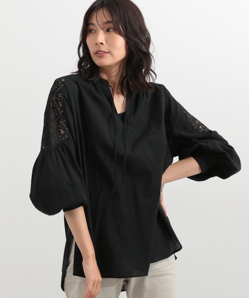 BARNYARDSTORM（バンヤードストーム）の「BARNYARDSTORM / ショルダーレースブラウス（シャツ/ブラウス・レディース・ホワイト/ブラック/ネイビー・1/2/00/0）」の8枚目の写真