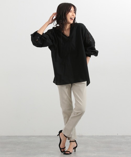 BARNYARDSTORM（バンヤードストーム）の「BARNYARDSTORM / ショルダーレースブラウス（シャツ/ブラウス・レディース・ホワイト/ブラック/ネイビー・1/2/00/0）」の9枚目の写真