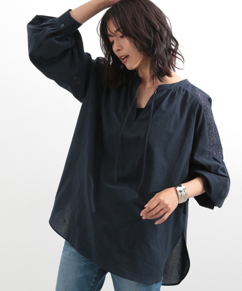 BARNYARDSTORM（バンヤードストーム）の「BARNYARDSTORM / ショルダーレースブラウス（シャツ/ブラウス・レディース・ホワイト/ブラック/ネイビー・1/2/00/0）」の13枚目の写真