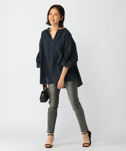 BARNYARDSTORM（バンヤードストーム）の「BARNYARDSTORM / ショルダーレースブラウス（シャツ/ブラウス・レディース・ホワイト/ブラック/ネイビー・1/2/00/0）」の7枚目の写真