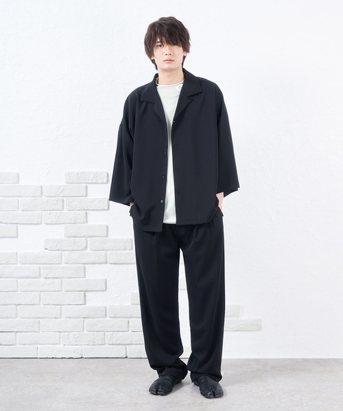 NIDO（ニド）の「if×NIDO　スリットシャツ（シャツ/ブラウス・メンズ・ブラック/クリーム・LARGE/MEDIUM）」の3枚目の写真