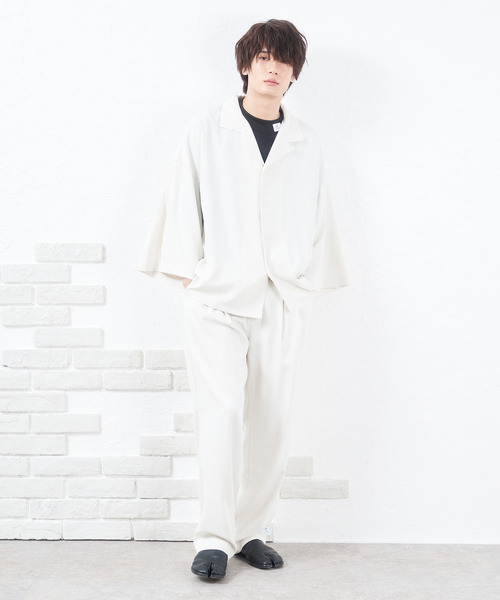 NIDO（ニド）の「if×NIDO　スリットシャツ（シャツ/ブラウス・メンズ・ブラック/クリーム・LARGE/MEDIUM）」の4枚目の写真