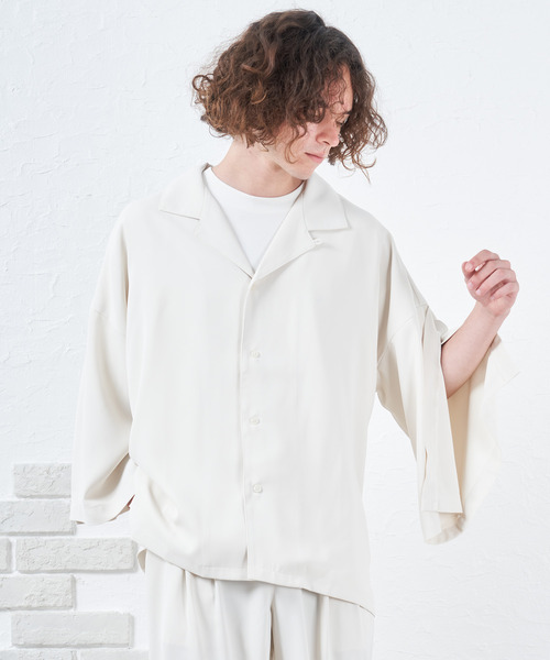 NIDO（ニド）の「if×NIDO　スリットシャツ（シャツ/ブラウス・メンズ・ブラック/クリーム・LARGE/MEDIUM）」の8枚目の写真