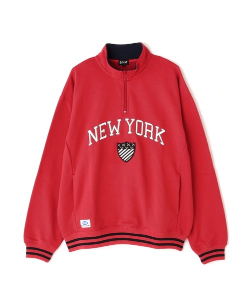 schott（ショット）の「【WEB LIMITED】Schott/ショット/LINE RIB HZ SWEAT SHEELD PATCH/ラインリブ ハーフジップ パッチスウェット（スウェット・メンズ・ブラック/レッド/オートミール/オレンジ・MEDIUM/LARGE/X-LARGE/XX-LARGE）」の7枚目の写真