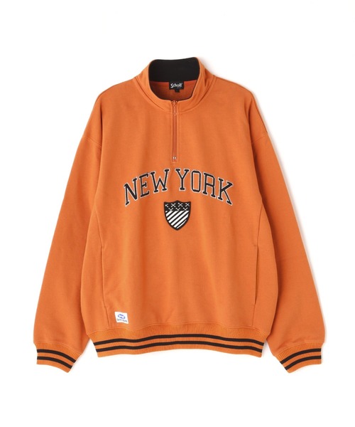 schott（ショット）の「【WEB LIMITED】Schott/ショット/LINE RIB HZ SWEAT SHEELD PATCH/ラインリブ ハーフジップ パッチスウェット（スウェット・メンズ・ブラック/レッド/オートミール/オレンジ・MEDIUM/LARGE/X-LARGE/XX-LARGE）」の8枚目の写真