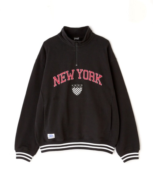 schott（ショット）の「【WEB LIMITED】Schott/ショット/LINE RIB HZ SWEAT SHEELD PATCH/ラインリブ ハーフジップ パッチスウェット（スウェット・メンズ・ブラック/レッド/オートミール/オレンジ・MEDIUM/LARGE/X-LARGE/XX-LARGE）」の5枚目の写真