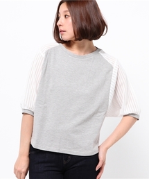 CIAOPANIC | 【Ciaopanic】　ミニ裏毛袖ストライプドッキングバルーン袖P/O(Tシャツ/カットソー)