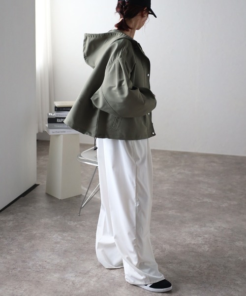 セール】撥水加工ショート丈バルーンスリーブマウンテンパーカー