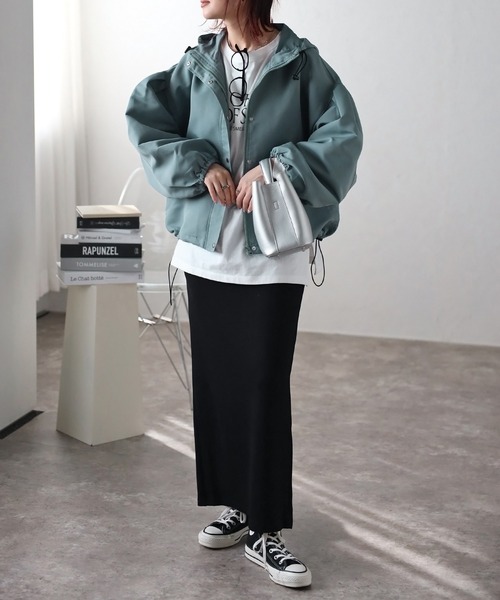 Fizz（フィズ）の「撥水加工ショート丈バルーンスリーブマウンテンパーカー（マウンテンパーカー・レディース・ベージュ/ライトカーキ/ブラック/ブルー/アイボリー・M）」の16枚目の写真