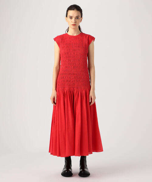 TOMORROWLAND （トゥモローランド）の「MERLETTE シャーリング ロングワンピース（ワンピース・レディース・ブラック/レッド・3）」の8枚目の写真