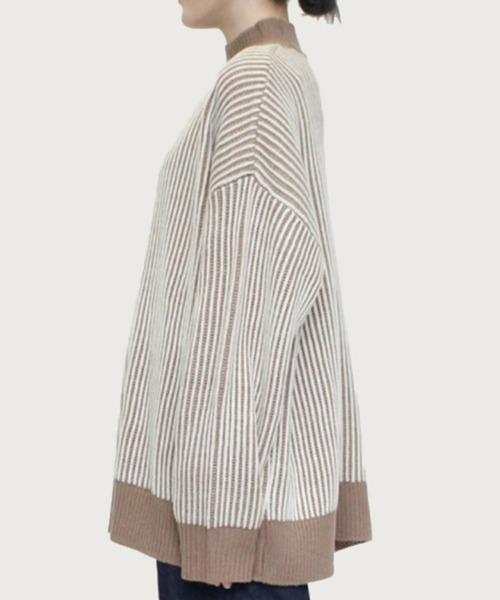 STYLEBLOCK(スタイルブロック)の「ストライプ柄ニットプルオーバー(ニット/セーター・レディース・マスタード/オレンジ/ベージュ/ホワイト系その他/グリーン/ブラック・M)」の10枚目の写真