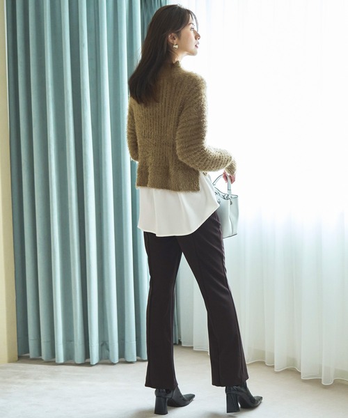 RUIRUE BOUTIQUE(ルイルエブティック)の「シャツレイヤード・フェザーヤーンニットトップス | ハイネック リブニット トップス 長袖 ベーシック シンプル(ニット/セーター・レディース・モカ/ブラック/カーキ・M/L)」の17枚目の写真