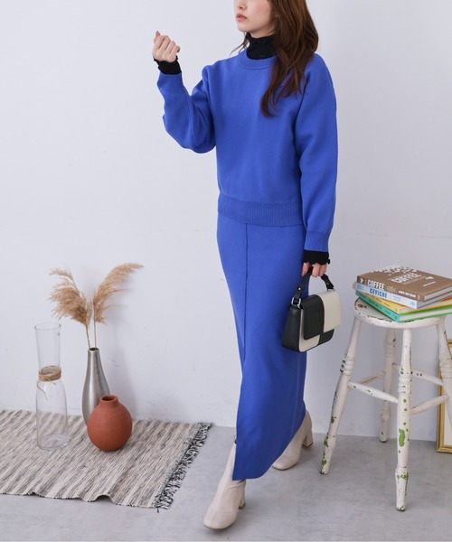 FREE'S MART（フリーズマート）の「◆12G総針前後2Wayナロースカート（スカート・レディース・ホワイト/ブラック/ピンク/ブルー・SMALL/MEDIUM）」の7枚目の写真