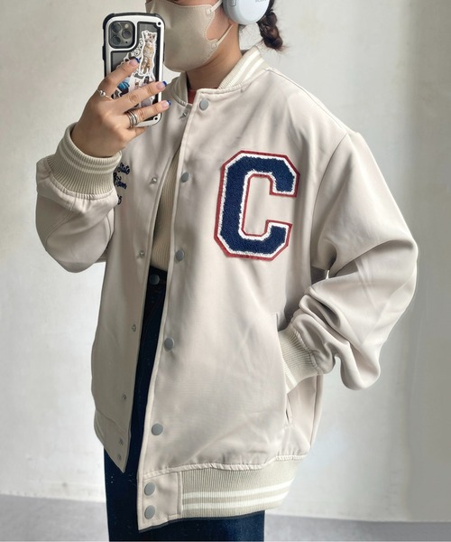 CPCM(シーピーシーエム)の「ツイルバック刺繍スタジャン(スタジャン・メンズ・ベージュ/グリーン/ブラック・MEDIUM/LARGE)」の2枚目の写真
