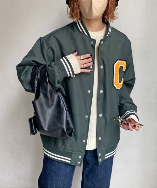 CPCM(シーピーシーエム)の「ツイルバック刺繍スタジャン(スタジャン・メンズ・ベージュ/グリーン/ブラック・MEDIUM/LARGE)」の3枚目の写真