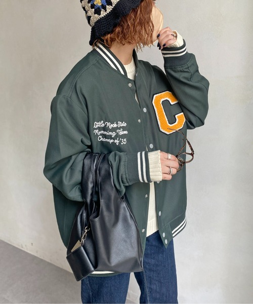 CPCM(シーピーシーエム)の「ツイルバック刺繍スタジャン(スタジャン・メンズ・ベージュ/グリーン/ブラック・MEDIUM/LARGE)」の16枚目の写真