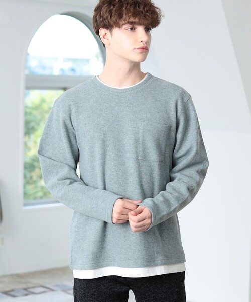 BEAMS HEART（ビームスハート）の「起毛 フェイクレイヤー ロングスリーブ Tシャツ（Tシャツ/カットソー・メンズ・チャコールグレー/ベージュ/ネイビー/グリーン系その他・SMALL/MEDIUM/LARGE/X-LARGE）」の3枚目の写真