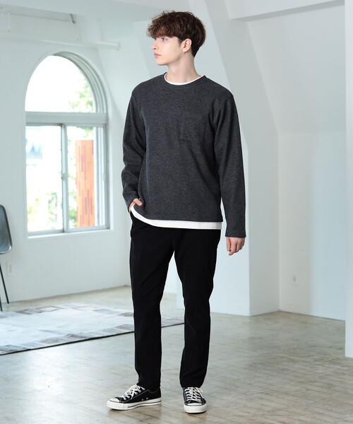 BEAMS HEART（ビームスハート）の「起毛 フェイクレイヤー ロングスリーブ Tシャツ（Tシャツ/カットソー・メンズ・チャコールグレー/ベージュ/ネイビー/グリーン系その他・SMALL/MEDIUM/LARGE/X-LARGE）」の19枚目の写真