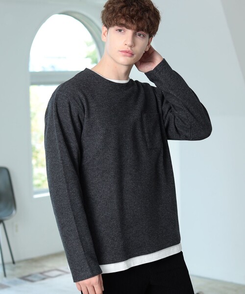 BEAMS HEART（ビームスハート）の「起毛 フェイクレイヤー ロングスリーブ Tシャツ（Tシャツ/カットソー・メンズ・チャコールグレー/ベージュ/ネイビー/グリーン系その他・SMALL/MEDIUM/LARGE/X-LARGE）」の11枚目の写真