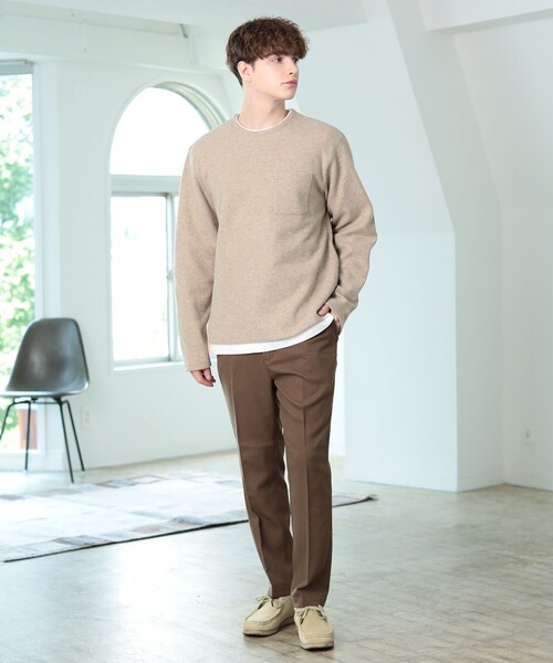 BEAMS HEART（ビームスハート）の「起毛 フェイクレイヤー ロングスリーブ Tシャツ（Tシャツ/カットソー・メンズ・チャコールグレー/ベージュ/ネイビー/グリーン系その他・SMALL/MEDIUM/LARGE/X-LARGE）」の9枚目の写真