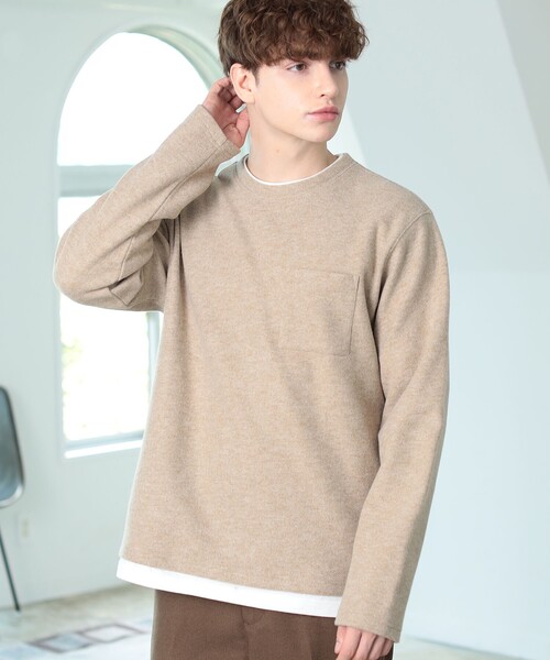 BEAMS HEART（ビームスハート）の「起毛 フェイクレイヤー ロングスリーブ Tシャツ（Tシャツ/カットソー・メンズ・チャコールグレー/ベージュ/ネイビー/グリーン系その他・SMALL/MEDIUM/LARGE/X-LARGE）」の16枚目の写真