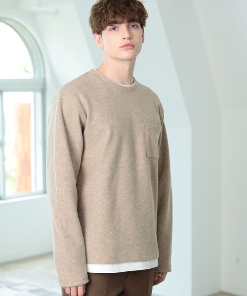 BEAMS HEART（ビームスハート）の「起毛 フェイクレイヤー ロングスリーブ Tシャツ（Tシャツ/カットソー・メンズ・チャコールグレー/ベージュ/ネイビー/グリーン系その他・SMALL/MEDIUM/LARGE/X-LARGE）」の12枚目の写真