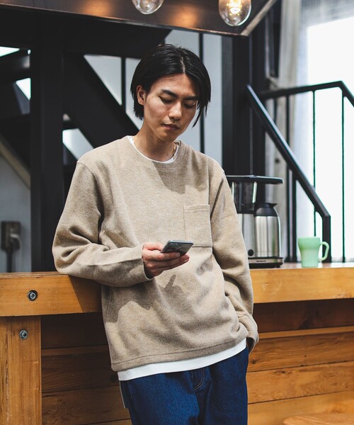 BEAMS HEART（ビームスハート）の「起毛 フェイクレイヤー ロングスリーブ Tシャツ（Tシャツ/カットソー・メンズ・チャコールグレー/ベージュ/ネイビー/グリーン系その他・SMALL/MEDIUM/LARGE/X-LARGE）」の8枚目の写真