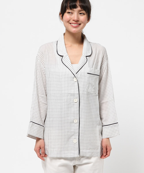 CIAOPANIC(チャオパニック)の「【Ciaopanic】レーヨン混パジャマSH(シャツ/ブラウス・レディース・ベージュ/ネイビー/オフホワイト・FREE)」の10枚目の写真