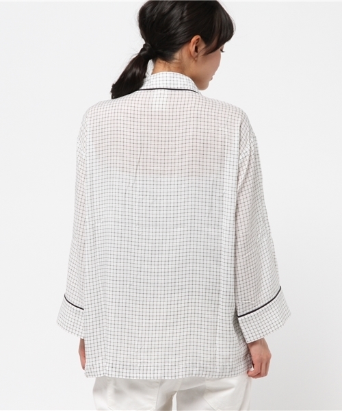 CIAOPANIC(チャオパニック)の「【Ciaopanic】レーヨン混パジャマSH(シャツ/ブラウス・レディース・ベージュ/ネイビー/オフホワイト・FREE)」の12枚目の写真