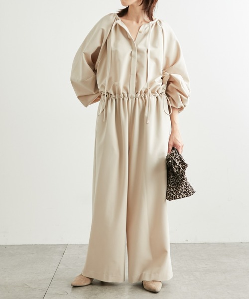 COLLAGE GALLARDAGALANTE(コラージュガリャルダガランテ)の「ボリュームギャザーコンビネゾン(つなぎ/オールインワン・レディース・ブラック/キナリ・FREE)」の1枚目の写真