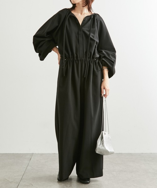 COLLAGE GALLARDAGALANTE(コラージュガリャルダガランテ)の「ボリュームギャザーコンビネゾン(つなぎ/オールインワン・レディース・ブラック/キナリ・FREE)」の3枚目の写真