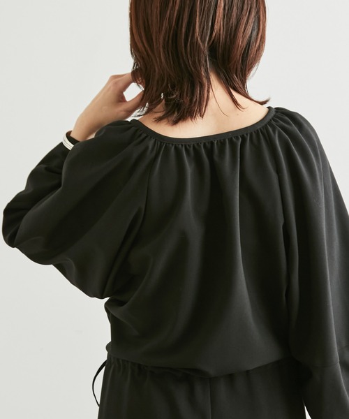 COLLAGE GALLARDAGALANTE(コラージュガリャルダガランテ)の「ボリュームギャザーコンビネゾン(つなぎ/オールインワン・レディース・ブラック/キナリ・FREE)」の6枚目の写真