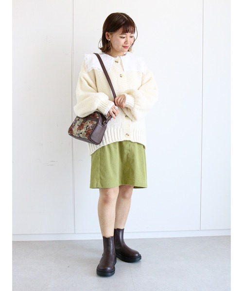 ehka sopo(エヘカソポ)の「かのこ編みビッグカーディガン(カーディガン/ボレロ・レディース・ベージュ/キナリ/グレー・フリ-)」の4枚目の写真