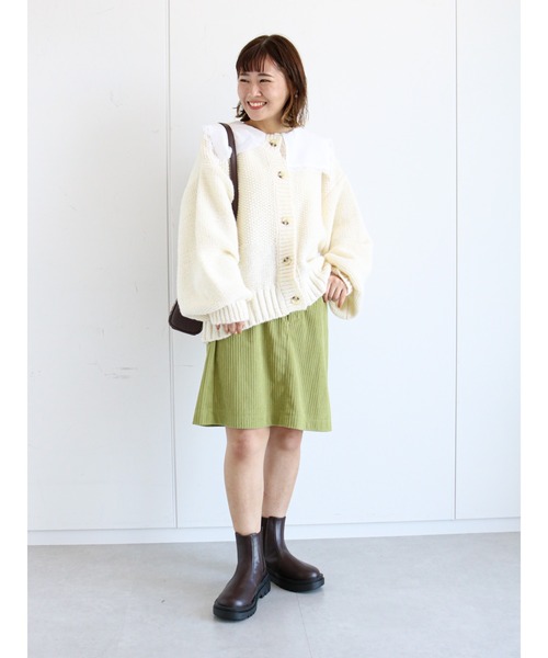 ehka sopo(エヘカソポ)の「かのこ編みビッグカーディガン(カーディガン/ボレロ・レディース・ベージュ/キナリ/グレー・フリ-)」の5枚目の写真