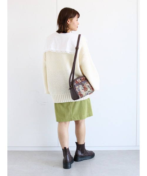 ehka sopo(エヘカソポ)の「かのこ編みビッグカーディガン(カーディガン/ボレロ・レディース・ベージュ/キナリ/グレー・フリ-)」の7枚目の写真