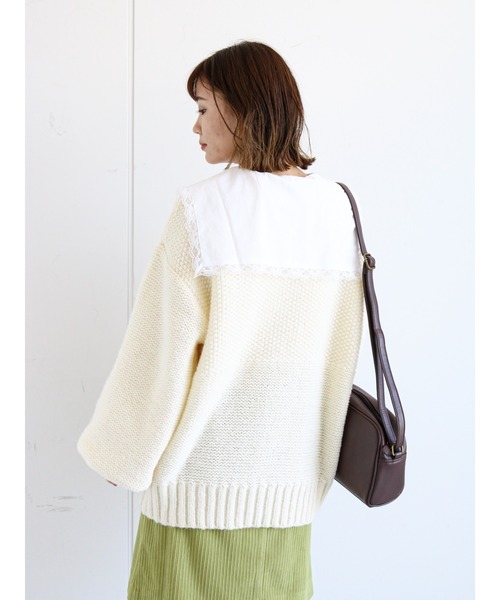 ehka sopo(エヘカソポ)の「かのこ編みビッグカーディガン(カーディガン/ボレロ・レディース・ベージュ/キナリ/グレー・フリ-)」の10枚目の写真