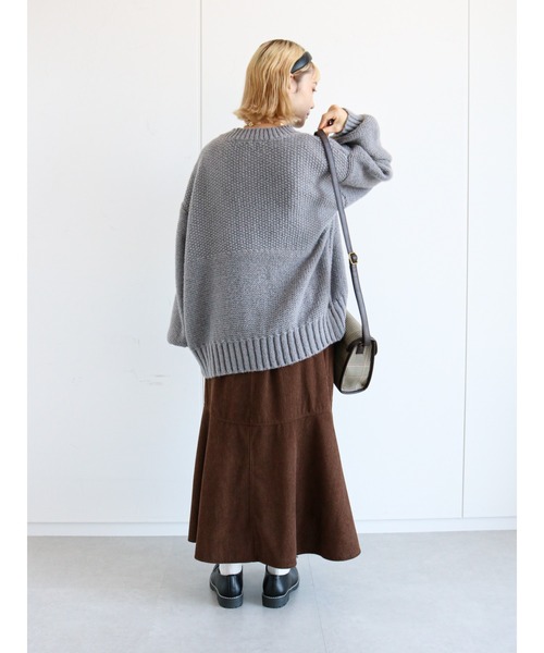 ehka sopo(エヘカソポ)の「かのこ編みビッグカーディガン(カーディガン/ボレロ・レディース・ベージュ/キナリ/グレー・フリ-)」の13枚目の写真