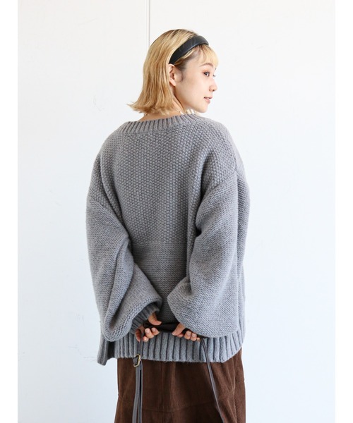 ehka sopo(エヘカソポ)の「かのこ編みビッグカーディガン(カーディガン/ボレロ・レディース・ベージュ/キナリ/グレー・フリ-)」の14枚目の写真