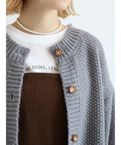 ehka sopo(エヘカソポ)の「かのこ編みビッグカーディガン(カーディガン/ボレロ・レディース・ベージュ/キナリ/グレー・フリ-)」の15枚目の写真