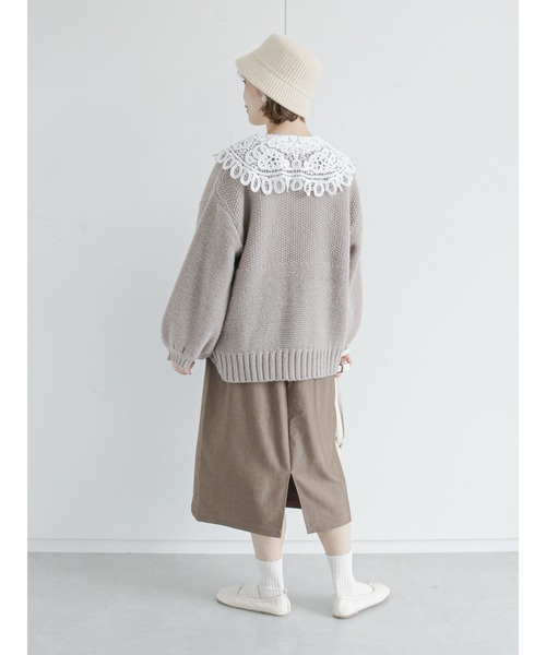ehka sopo(エヘカソポ)の「かのこ編みビッグカーディガン(カーディガン/ボレロ・レディース・ベージュ/キナリ/グレー・フリ-)」の22枚目の写真