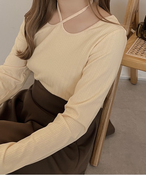 apres jour clair(アプレジュールクレア)の「【apres jour clair】ストラップリブプルオーバー【ZOZOTOWN限定アイテム】(Tシャツ/カットソー・レディース・アイボリー/ライトブラウン/オレンジ/ブラウン・フリー/X-LARGE)」の5枚目の写真