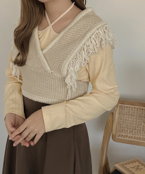 apres jour clair(アプレジュールクレア)の「【apres jour clair】ストラップリブプルオーバー【ZOZOTOWN限定アイテム】(Tシャツ/カットソー・レディース・アイボリー/ライトブラウン/オレンジ/ブラウン・フリー/X-LARGE)」の7枚目の写真