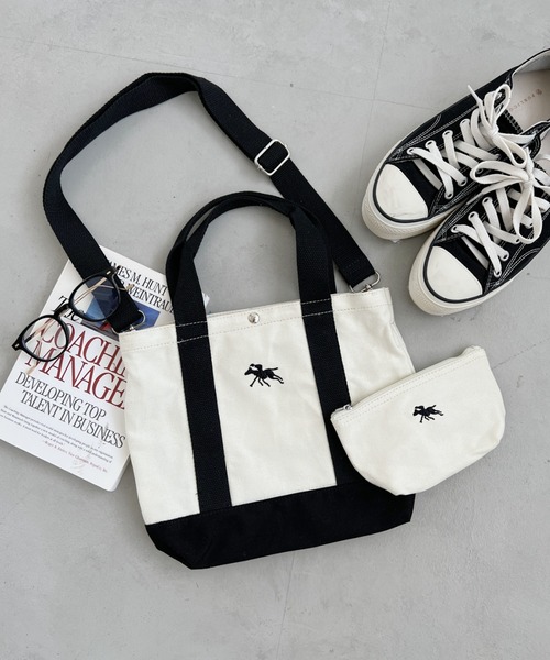 POLOCHAMPS(ポロチャンプス)の「POLOCHAMPS/ポロチャンプス 別注 ポーチ付き 刺繍キャンバストートバッグ(トートバッグ・レディース・ネイビー/ベージュ/ピンク/グリーン/ブラック・FREE)」の21枚目の写真
