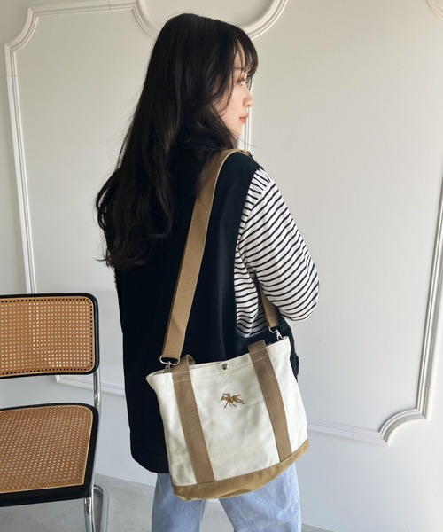 POLOCHAMPS(ポロチャンプス)の「POLOCHAMPS/ポロチャンプス 別注 ポーチ付き 刺繍キャンバストートバッグ(トートバッグ・レディース・ネイビー/ベージュ/ピンク/グリーン/ブラック・FREE)」の14枚目の写真