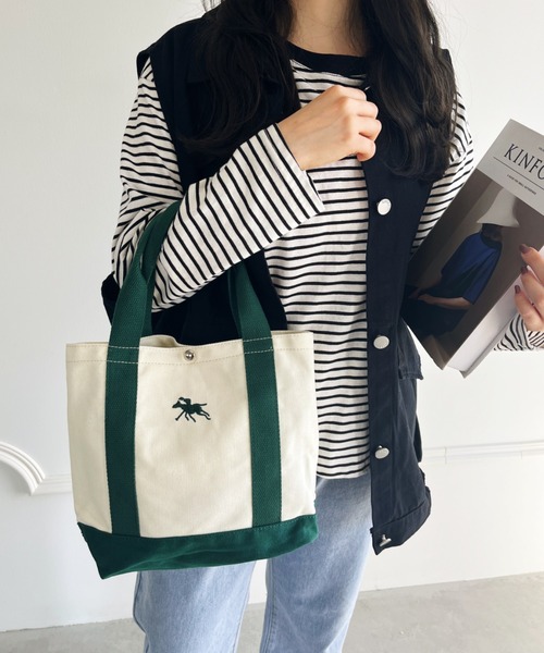 POLOCHAMPS(ポロチャンプス)の「POLOCHAMPS/ポロチャンプス 別注 ポーチ付き 刺繍キャンバストートバッグ(トートバッグ・レディース・ネイビー/ベージュ/ピンク/グリーン/ブラック・FREE)」の15枚目の写真