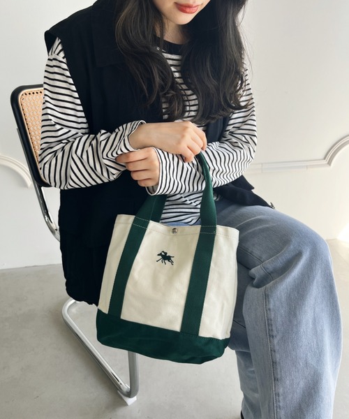 POLOCHAMPS(ポロチャンプス)の「POLOCHAMPS/ポロチャンプス 別注 ポーチ付き 刺繍キャンバストートバッグ(トートバッグ・レディース・ネイビー/ベージュ/ピンク/グリーン/ブラック・FREE)」の17枚目の写真