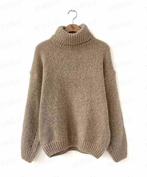 BEIDELLI（ベイデリー）の「[BELLIDE MADE] ルーズフィットリブタートルネックニット（ニット/セーター・レディース・グレー/ベージュ・FREE）」の9枚目の写真