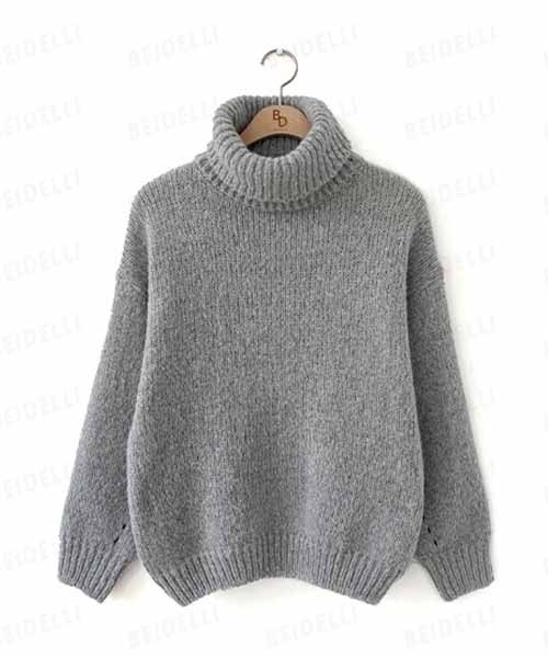 BEIDELLI（ベイデリー）の「[BELLIDE MADE] ルーズフィットリブタートルネックニット（ニット/セーター・レディース・グレー/ベージュ・FREE）」の10枚目の写真